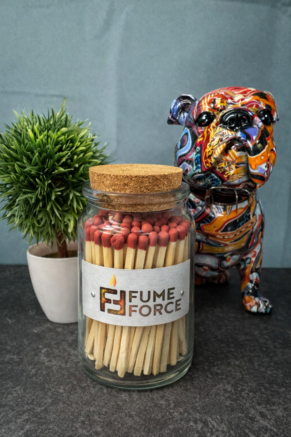 FumeForce Streichhölzer im Glas mit Kork – Edle Zündhölzer für Duftkerzen